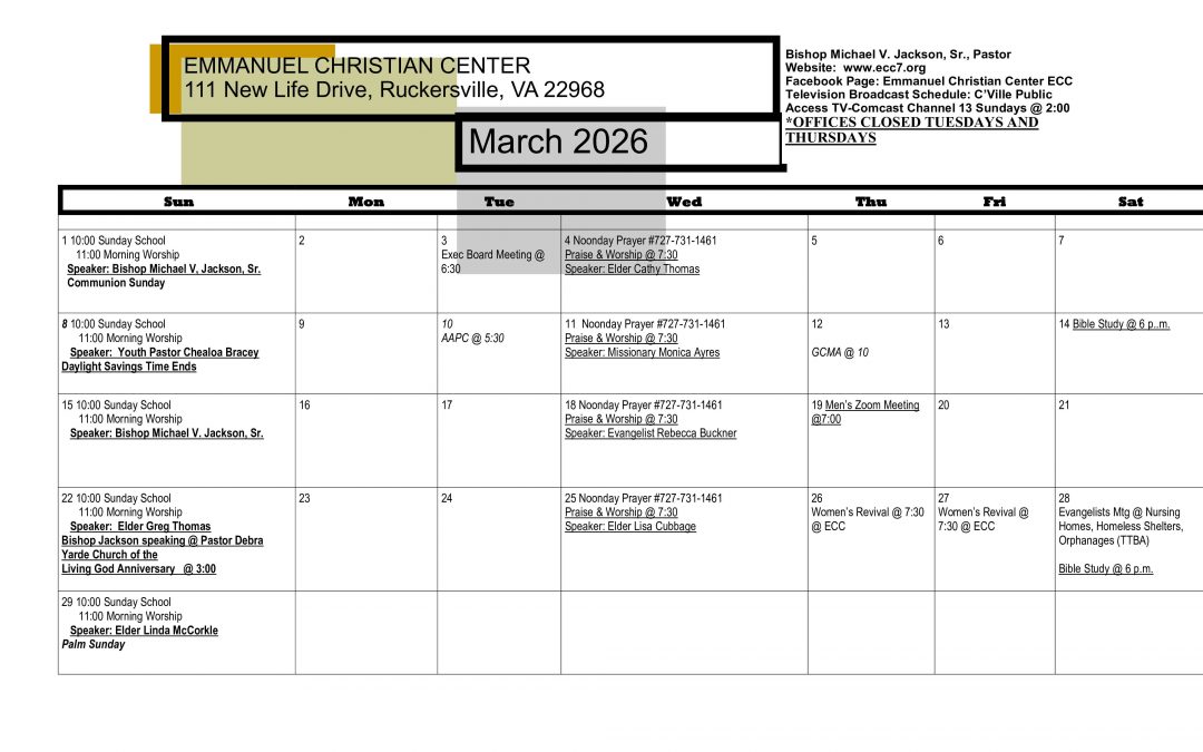March 2026 Calendar
